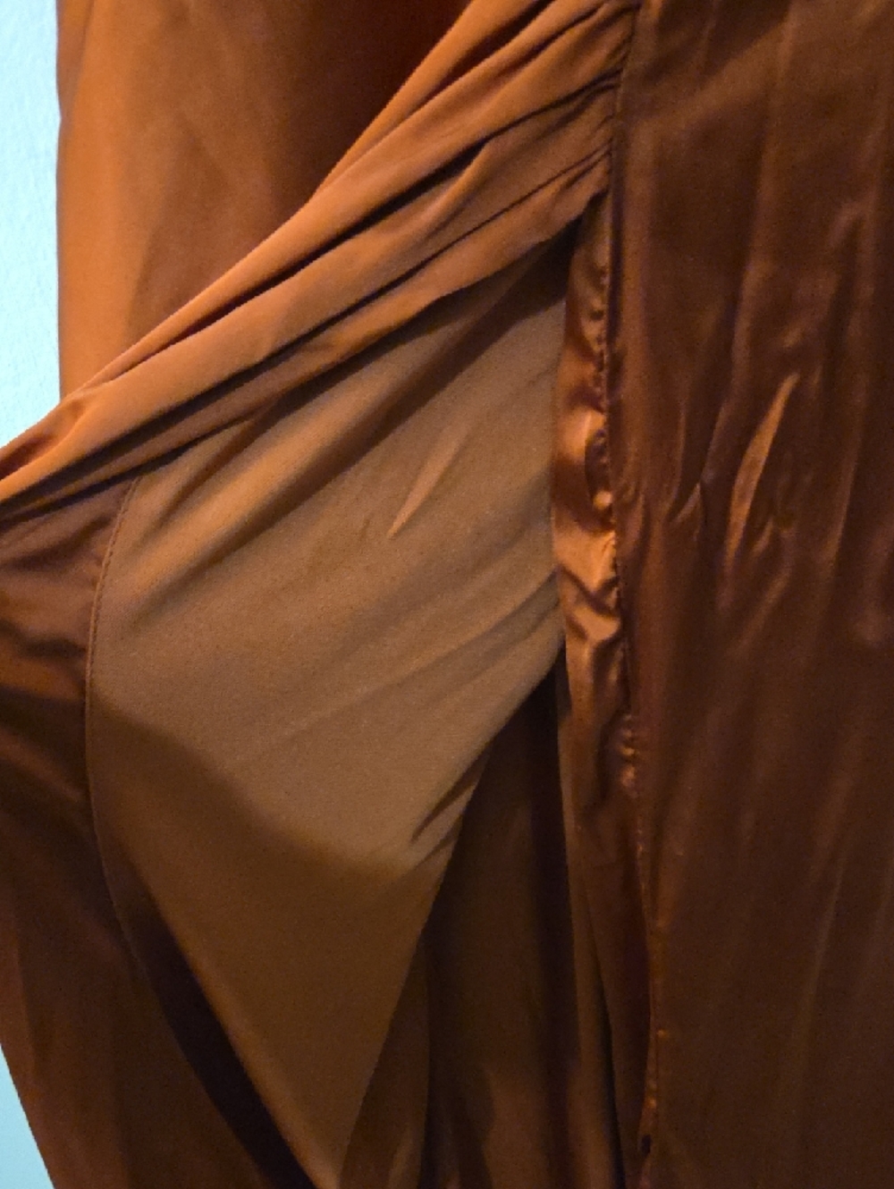 Baltic Born Monet Rust Satin Maxi Dress with Side Leg Slit Size Large - Picture 6 of 12